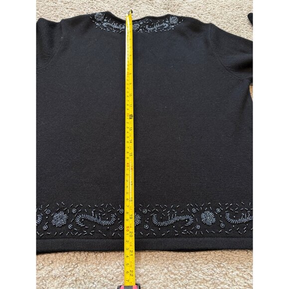 Talbots Petites Beaded Snap Cardigan Sweater Silk Cashmere Blend Size M Vintage - Picture 5 of 7